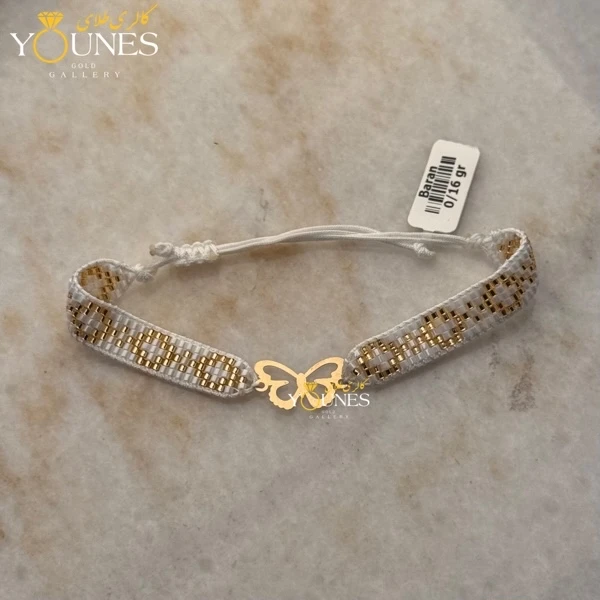 دستبند میوکی سفید طلایی پروانه طلا